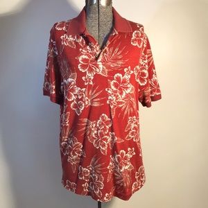 Caribbean Silk/Cotton Blend Knit Tropical Floral Print Polo Shirt